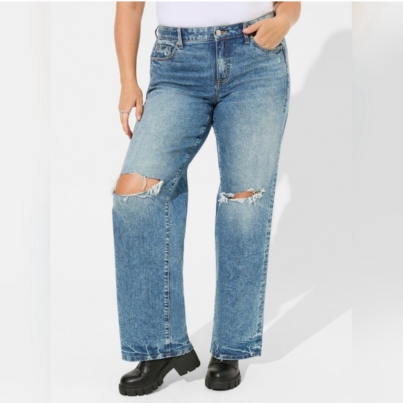 TORRID Perfect Wide Leg Vintage‎ Stretch Jean Y2K Baggy Acid Wash Size 20R - Picture 2 of 11